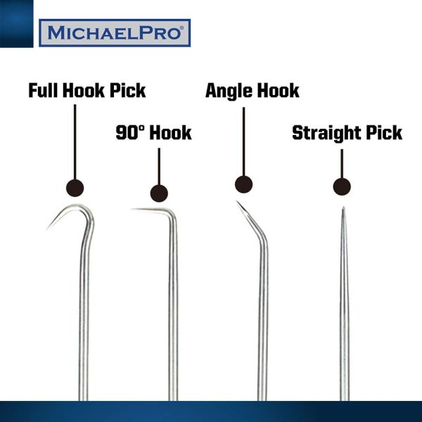 MichaelPro MP002006 4-Piece Precision Mini Pick & Hook Set ?C Assortment of Straight, Angled, Degree Pick and Hook Tools Suitable for Mechanics, Automotive and Daily - Image 4