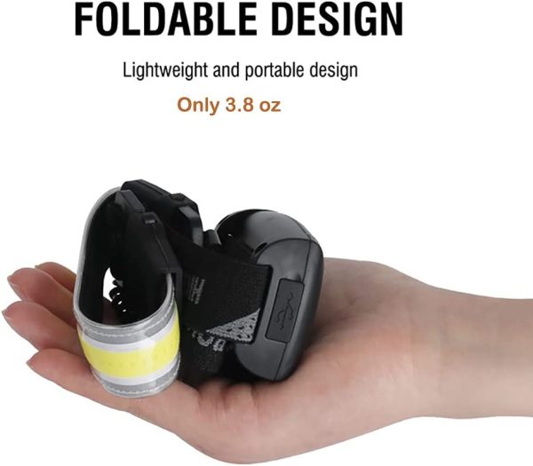 LED Headlamp, Super Bright 220?? Wide Beam Headlight, USB Rechargeable COB Head Lamp, 3 Modes Waterproof Flashlight, Head Light for Camping, Running, Fishing and Outdoor