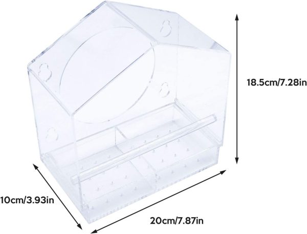 ValueHall Window Bird Feeder Window Bird House Crystal Clear Acrylic with Removable Tray Drain Holes and 4 Strong Extra Suction Cups for Wild Birds, Finch, Cardinal and Bluebirds V7D07