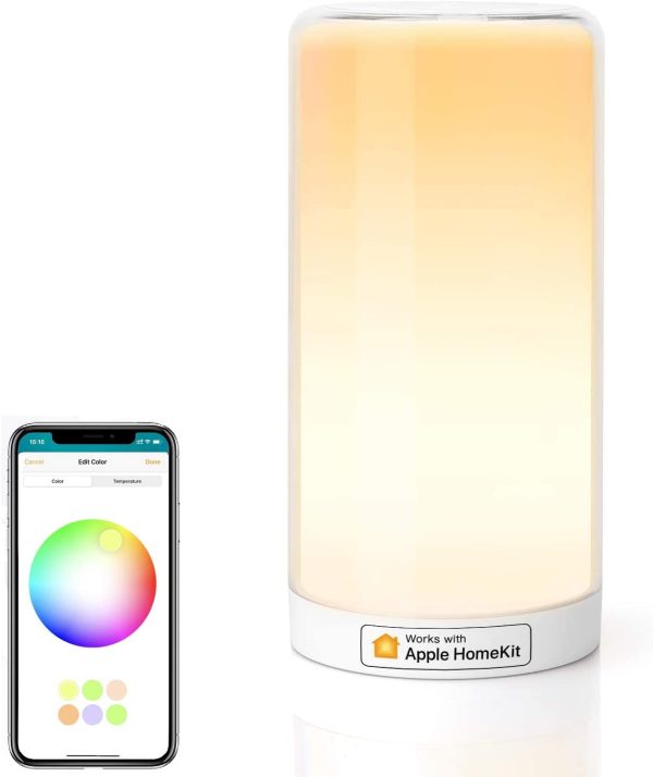 meross Smart Bedside Lamp Dimmable WiFi Table Lamp Night Light, Compatible with HomeKit (iOS13+), Alexa, Google Assistant and SmartThings, Tunable White and Multi-Color, Touch Control, Voice and APP Control, Schedule and Timer