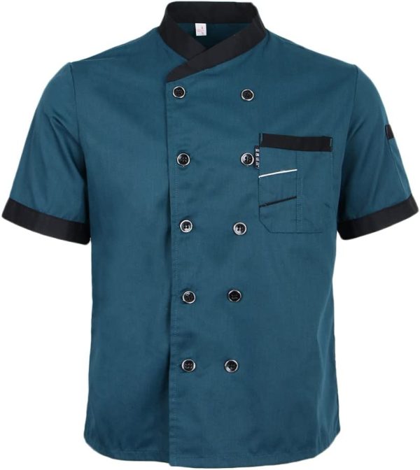 Generic Summer Breathable Chef Jacket Coat Kitchen Bakery Chefs Uniform Short Sleeve - Image 6