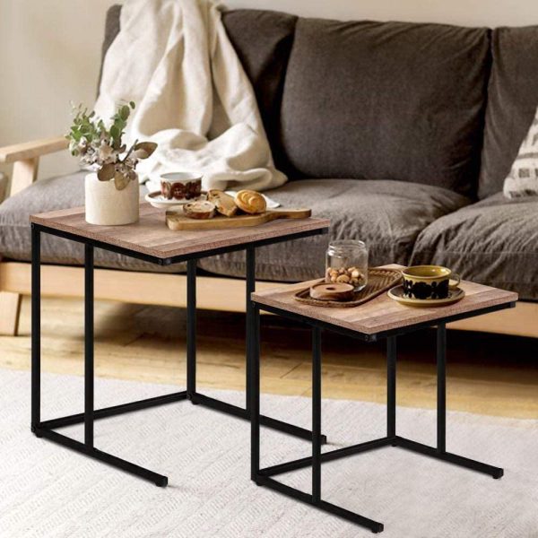 Side Table, Space-Saving Nesting CoffeeTable, Industrial Sofa End Table for Living Room Bedroom - Image 7