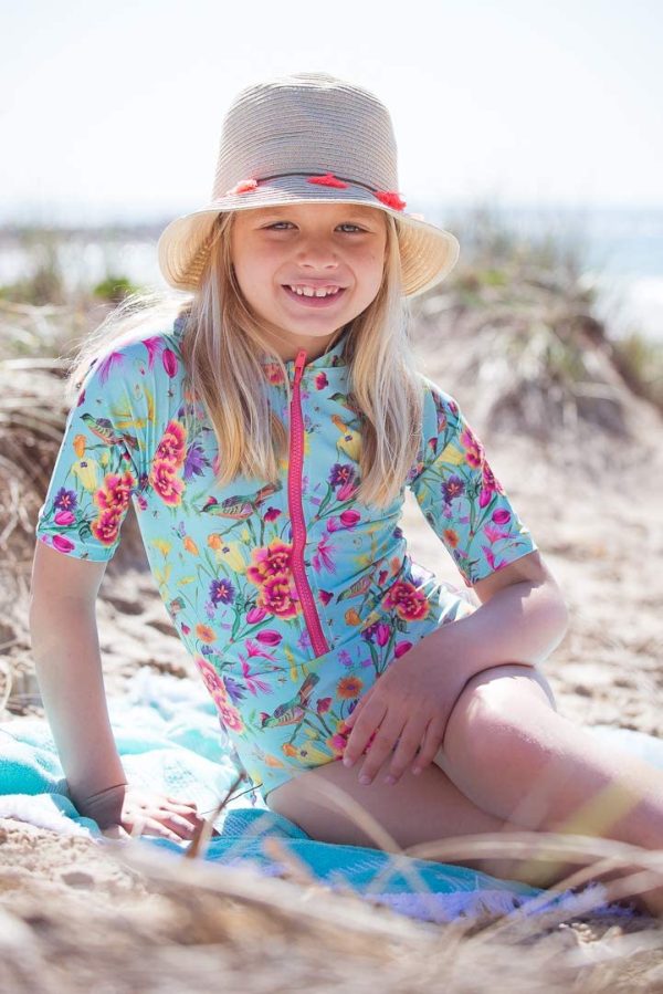 Girls (3-12Years) Long Sleeve Swimsuit | Ruffle Bottom Long Sleeve Bathing Suit | UPF50+ Sun Protective Rash Guard Swimmers