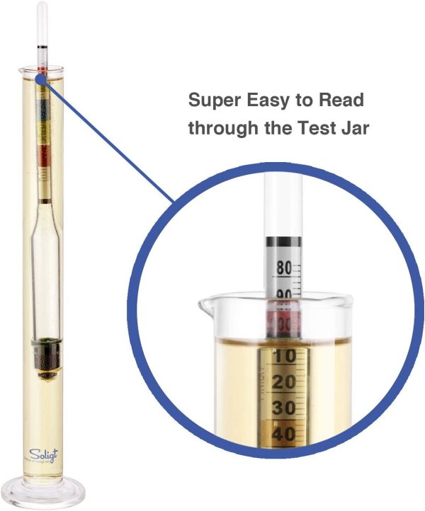 Triple Scale Hydrometer and Glass Jar for Wine, Beer, Mead, Cider & Kombucha-ABV, Brix and Gravity Test Kit - Image 4