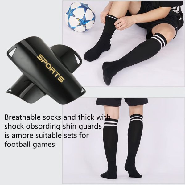 Soccer Shin Guards Kids Youth Over Knee Sleeves Shin Pads and Soccer Socks for 3-13 Years Old Boys and Girls for Football Games EVA Cushion Leg Carf Protection Reduce Shocks and Injuries Set of 2 Pairs