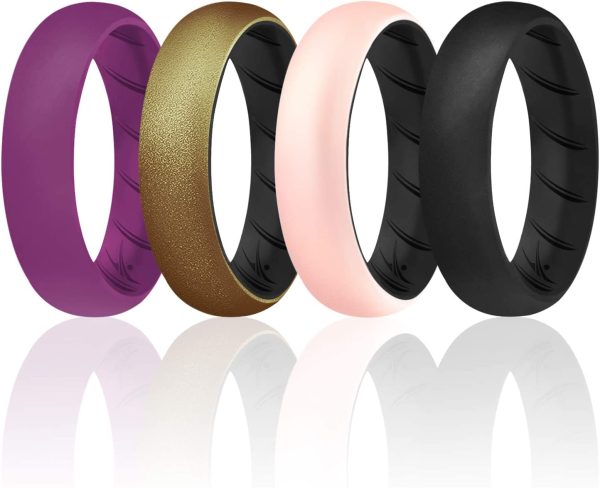 ROQ Silicone Rings for Women Breathable Silicone Rings Bands - Comfort Fit Silicone Wedding Ring for Women - Medical Grade Silicone Rubber Band - Unique Women's Silicone Wedding Ring - Image 2