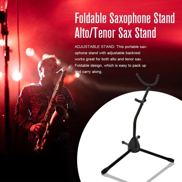 Saxophone Stand Foldable Alto/Tenor Sax Stand Portable Saxophone Bracket Adjustable Sax Holder Support Metal Triangle Base Design - Image 7