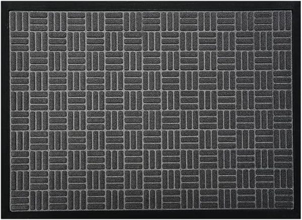 McoMco Gray Front Door Mats, 75cm*45cm, All Weather Entry and Back Yard Door Mat, Indoor and Outdoor Safe, Slip Resistant Rubber Backing, Absorbent and Waterproof, Dirt Trapping Rugs for Entryway - Image 9