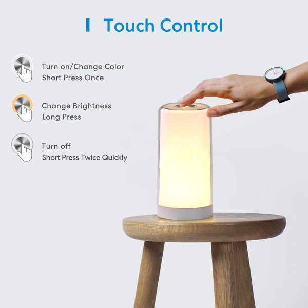 meross Smart Bedside Lamp Dimmable WiFi Table Lamp Night Light, Compatible with HomeKit (iOS13+), Alexa, Google Assistant and SmartThings, Tunable White and Multi-Color, Touch Control, Voice and APP Control, Schedule and Timer - Image 2