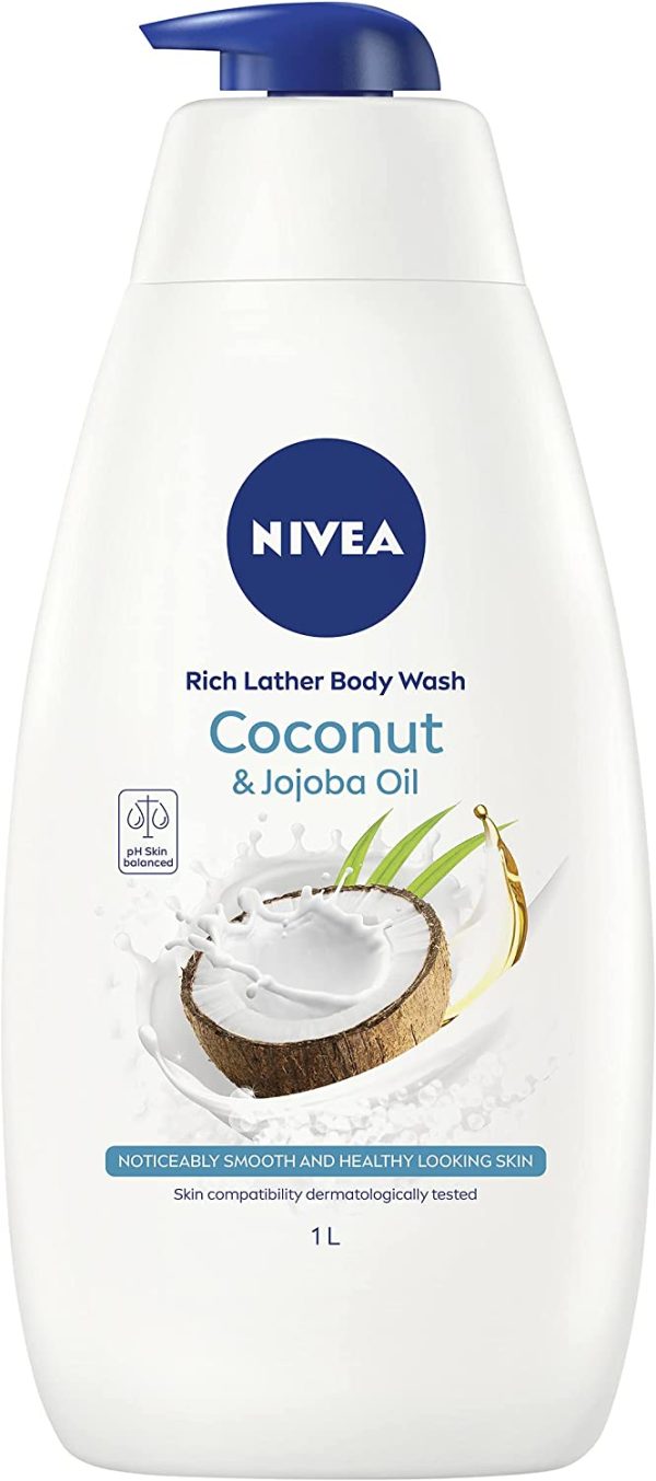 NIVEA Indulgent Moisture Shower Cream Coconut (1L), Moisturising Shower Gel with Jojoba Oil - Image 7