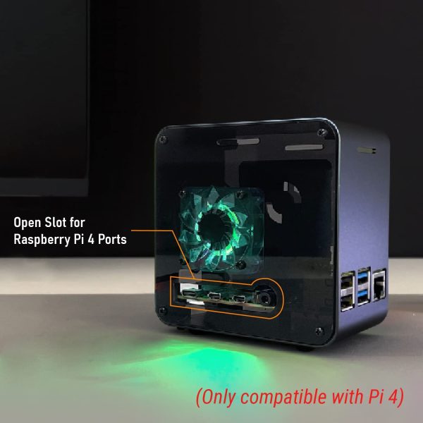 Raspberry Pi 4 Case, Aluminum Mini Tower Case with Cooling Fan and Color Changing Ambient Light (Matte Black & Dark Gray) - Image 6