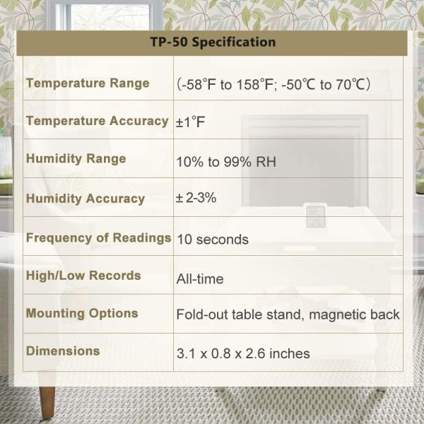 ThermoPro TP50 Digital Hygrometer Indoor Thermometer Humidity Monitor with Temperature Humidity Gauge - Image 6