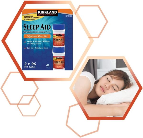 Kirkland Signature Sleep Aid Doxylamine Succinate 25 Mg 2 Bottles X 96 Tabs