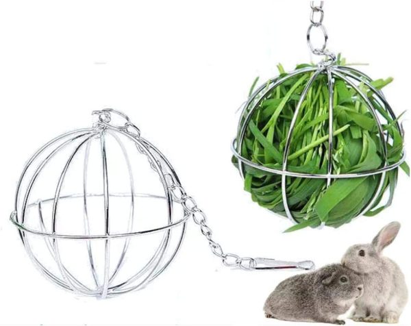 Hay Feeder Ball Stainless Rabbits Feeding Grass Ball 3.15inch Hay Dispenser Holder Feeder Hanger Accessories for Small Animals Guinea Pig Bunny - Image 7