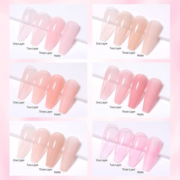 Vishine Nude Gel Polish Kit, Sheer Milky Pink Jelly Transparent Gel Nail Polish UV LED Gel Nail Gel Polish Varnish Nail Art DIY Saon 6Pcs 8ML - Image 3