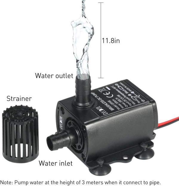 Decdeal Submersible Water Pump with Flow Adjustment Function and USB Interface, DC 5V 4.8W 300L/H Lift 300cm - Image 7