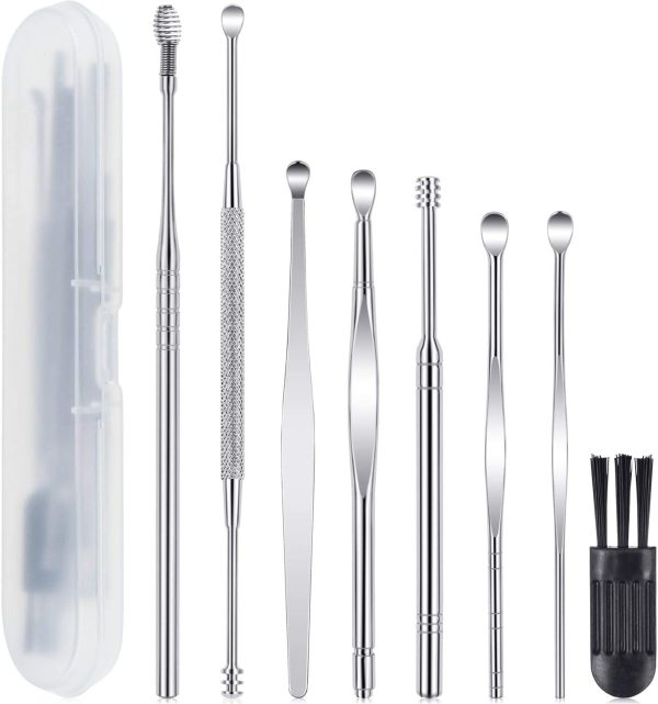 Vigorpace 8pcs Ear Pick Earwax Removal Kit, Ear Cleansing Tool Set, Ear Curette Ear Wax Remover Tool with a Cleaning Brush and Storage Box - Image 2