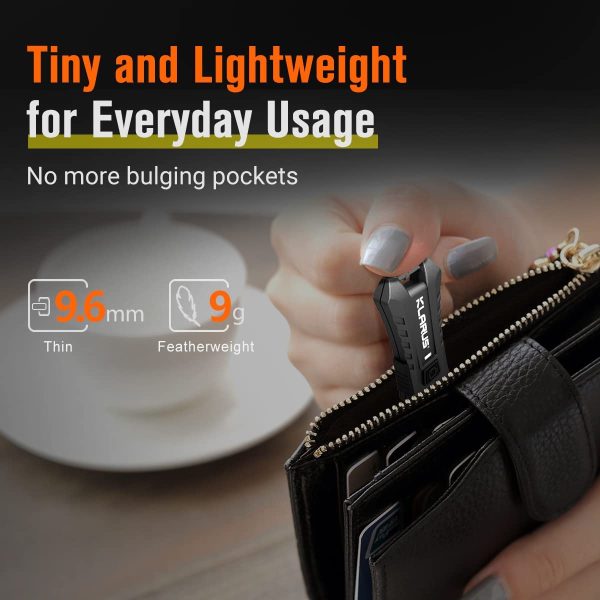 Mi2 Mini LED Keychain Flashlights, Super Lightweight & Small Rechargeable 40 Lumens EDC Flash Light with Built-in Battery and USB Cable(Black) - Image 3