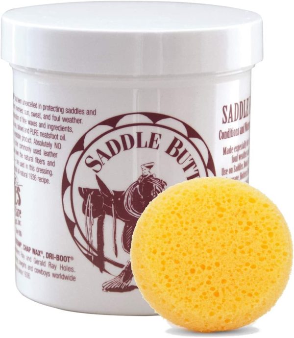 Ray Holes Saddle Butter with Leathercraft Applicator Sponge Included, Ideal for Use on Saddles, Boots, Chaps, Gun Scabbards, Luggage, Holsters, Bridles and Tooled Leather and More, Pint Size - Image 3