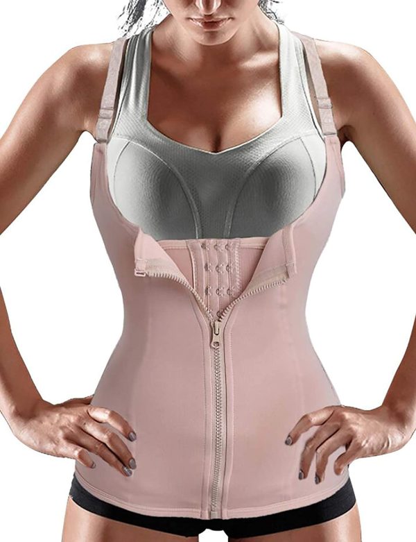 Junlan Women Waist Trainer Corset Zipper & Hook Body Shaper Workout Tank Tops Shapewear - Image 6