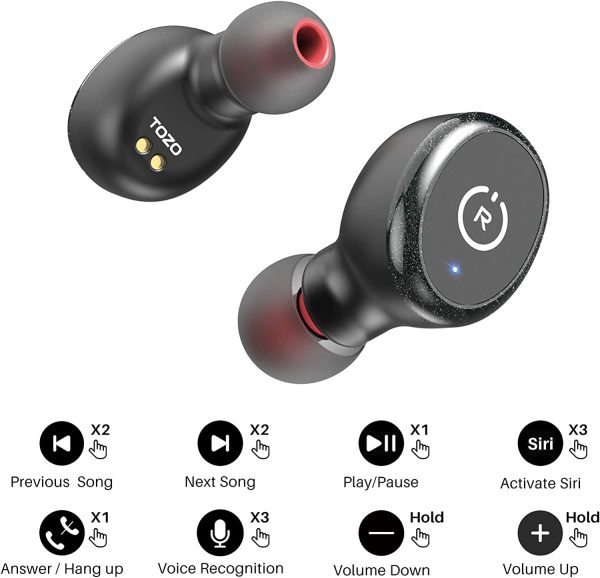 T10 Bluetooth 5.3 Wireless Earbuds with Wireless Charging Case IPX8 Waterproof Stereo Headphones in Ear Built in Mic Headset Premium Sound with Deep Bass for Sport Black - Image 7