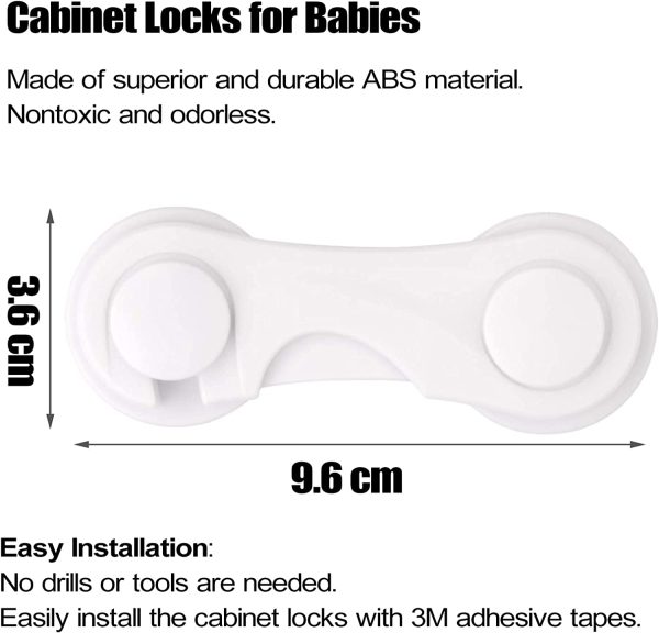 SIPRDE Cabinet Locks for Baby Proofing 5 Pack - Child Proof Cabinet Latches for Kitchen System with Strong Adhesive Tape (White) - Image 6