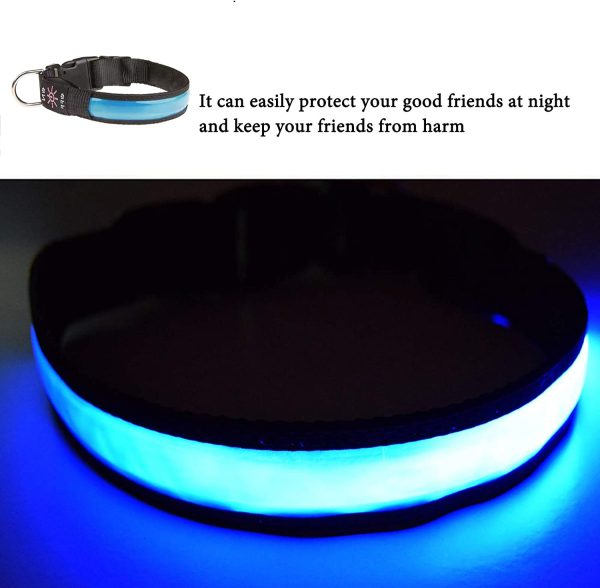 LED Dog Collar Light Up Dog Collar USB Rechargeable Waterproof,Night Dog Band with 3 Glowing Modes,Makes Your Dog Visible, Safe & Seen (Blue, S) - Image 7