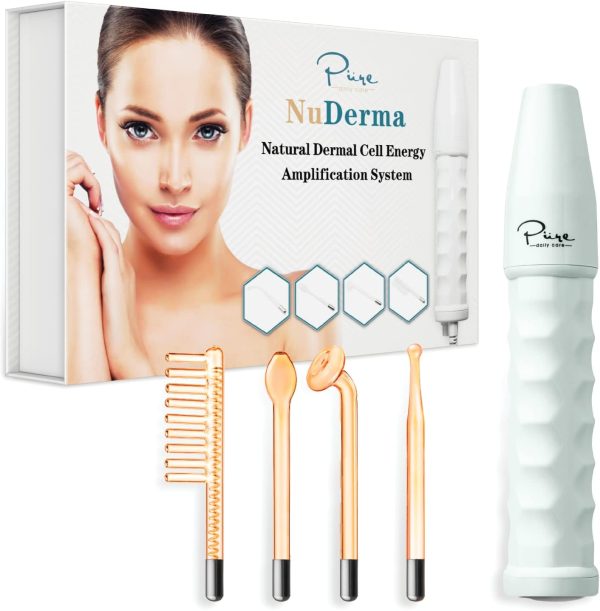 NuDerma Portable Handheld High Frequency Skin Therapy Wand Machine w/Neon ??Anti-Aging - Skin Tightening - Wrinkle Reducing - Dark Circles ??Blemish Control - Hair & Scalp Stimulator - Image 3