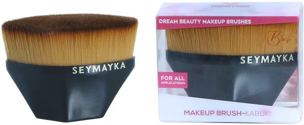 SEYMAYKA ? Dream Beauty Professional Kabuki Makeup Brushes for Foundation Brush ?C Liquid, Powder or Creams (Black) - Image 7