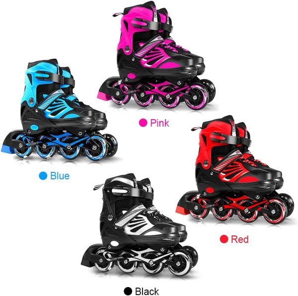 Staright Adjustable Illuminating Inline Skates with Light Up Wheels for Kids and Youth Girls Boys Inline Skates - Image 2