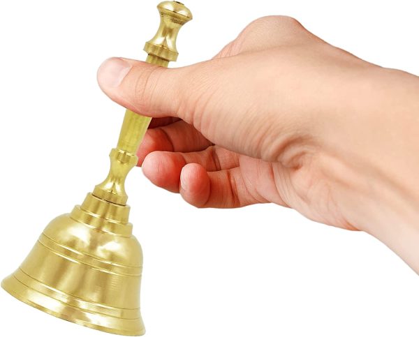 Shubhkart Solid Brass Hand Bell- for Wedding Events Decoration, Food Line, Alarm, Jingles, Ringing, Service Bell (Medium) - Image 3