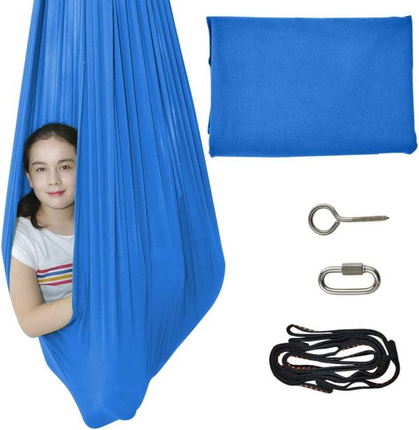 TOPARCHERY Indoor Therapy Swing w/More Special Needs, Cuddle Hammock Ideal for Autism, ADHD, Aspergers and Sensory Integration Snuggle Swing Hammocks (Blue) - Image 6