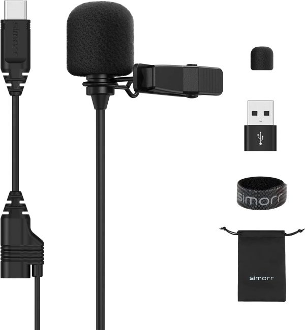 simorr L2 USB 3.0 / Type-C Lavalier Microphone W/ Headphone Input for Mobile Phone W/ USB Audio Protocol, Computer and Tablets for Youtube Video Shooting, Video Conference, Vlogging Lapel Clip-on Mic - 3385 - Image 7