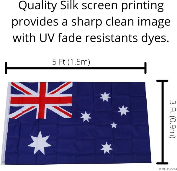 MJB Inspired Australian Flag. Robust Full Size 3 ft X 5 ft Polyester National Flag is Suitable for Indoor or Outdoor use. Showing Your Pride in Being Australian. - Image 2