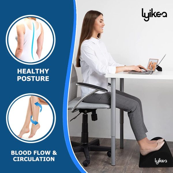 Lyikea Premium Foot Rest Under Desk For Home & Office - Non-Slip Memory Foam Footrest Ergonomic Cushion For Office Chair, Gaming Chair And Study Desk - Foot Stool For Back & Leg Pain Relief In Black - Image 4