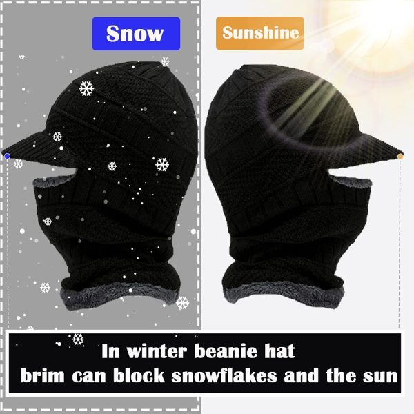 T WILKER 2Pcs Winter Knit Beanie Balaclava Hat Anti-Slip Touch Screen Mittens Set Thermal Ski Mask Cap Unisex for Womens Mens