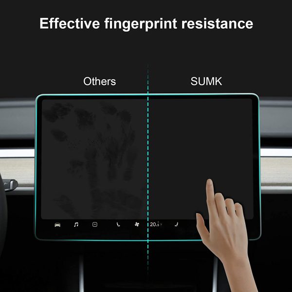 SUMK Model 3/Y Tempered Glass Screen Protector Model 3 Model Y 15" Center Control Touchscreen Car Navigation Touch Screen Protector Tempered Glass 9H Anti-Scratch and Shock Resistant for Model 3 Screen Protector Upgrade - Image 8