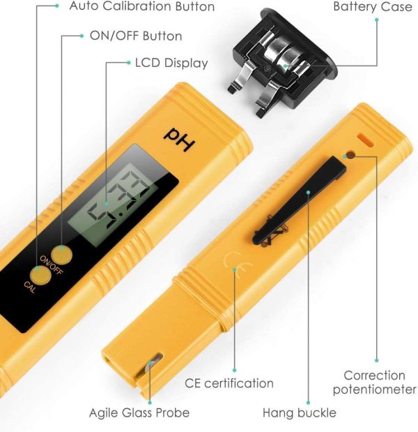 Digital PH Meter Tester, Water Testing Kit, Water Tester 0-14.00 PH, Resolution for Domestic Drinking Water, Hydroponics, Aquariums, Swimming Pools (3 Powder PH Buffer Packages) - Image 4