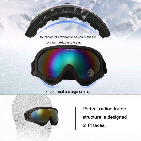 OUTDOOR SPARTA 2 Pack Ski Goggles Snowboard Goggles for Men Women & Youth, Kids, Boys & Girls, Snow Goggle Winter Skiing Sport Goggles with Helmet Anti Fog Protection, Anti-Glare Lenses, Wind Resistance - Image 4