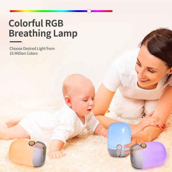 LED Night Light for Kids, brightower Rechargeable Bedside lamp for Breastfeeding, Touch Control, Stepless dimming & RGB Color Changing Mode, Portable Baby Light, Indoor and Outdoor