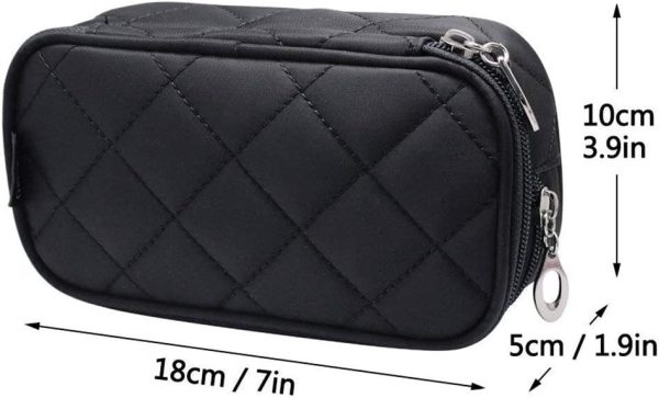 Small Makeup Bags for Women, Travel Cosmetic Bag, 2 Layer Beauty Brush Toiletry Bag with Mirror - Image 3