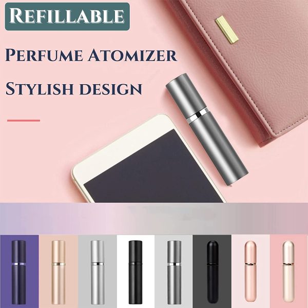 BRARIOS Refillable Portable Mini Perfume Atomizer for Travel, 5ml Luxury Empty Leakproof Pump Perfume Spray bottle Atomizer for Man and Woman (J-Grey) - Image 6