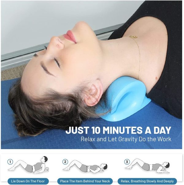 Cervical Neck Traction Pillow for Neck Pain Relief, Neck Stretcher Device for Headaches, TMJ Relief and Stress Relief, Spine Realignment for Posture, Neck and Shoulder Tension Release, by CRL Direct (Black)