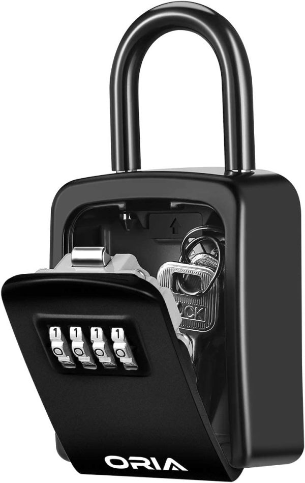 Key Lock Box, 4 Digit Combination Key Safe Box, Weatherproof Key Storage Lock Box, 5 Keys Capacity with Removable Shackle for Indoor Outdoor (Black) - Image 3