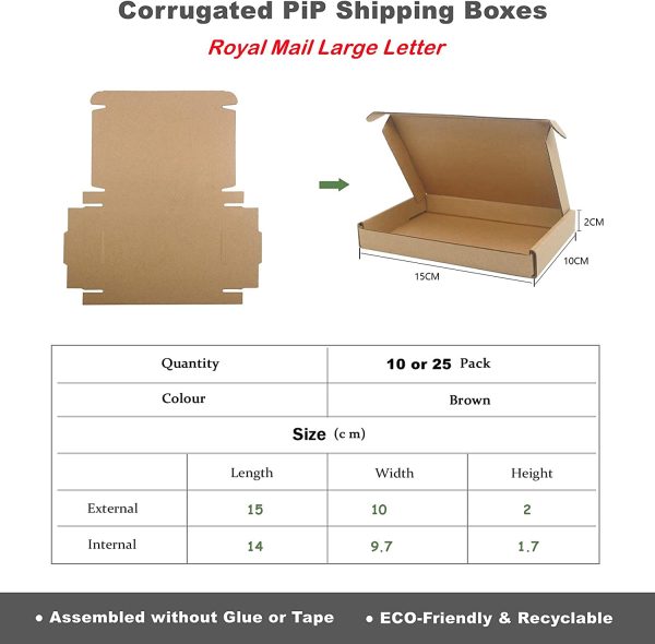 Corrugated Cardboard Shipping Boxes, 150x100x20mm (6"x4"x0.8") Small Parcel Boxes, Packaging Mailing Boxes for Business, Posting, Small Packet Shipping, Storing or Gift(Pack of 10) - Image 2