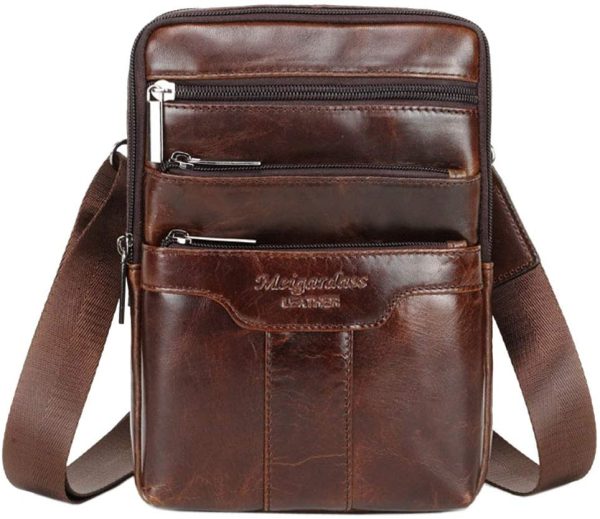 Leather Shoulder Messenger Bag for Men Travel Business - Image 6