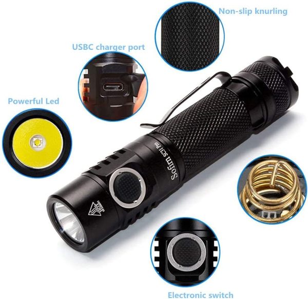 SC31 Pro Rechargeable Flashlight 2000 Lumen, Pocket Light with Powerful SST40 LED, Anduril UI for Camping Hiking Fishing etc, Battery and USBC Cable Included - Image 5