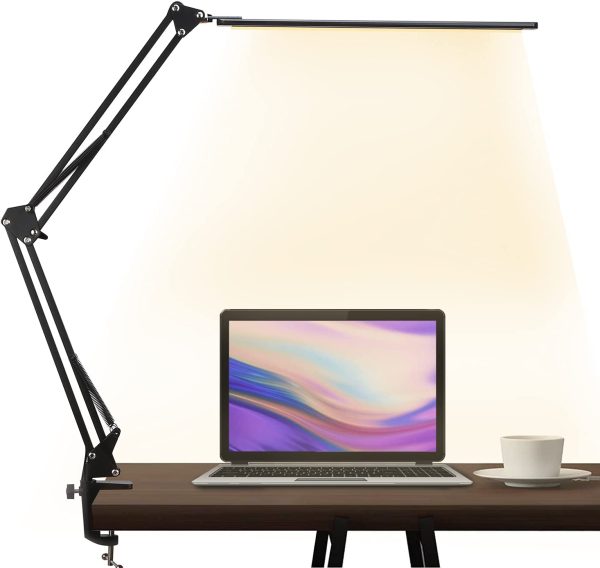 LED Desk Lamp,brightower Adjustable Swing Arm Table Lamp with Clamp,Eye-Caring Architect Desk Light,Dimmable Lamp for Home Office with USB,3 Lighting Modes with 10 Brightness Levels,12W - Image 5