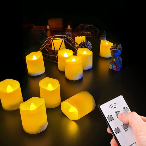 LED Tea Light Candles with Timer Remote Controlller, 6pcs Flameless Flickering Battery Operated Long Lasting Votice Candles for Home Party Birthday Xmas Halloween Festival Cellection - Image 3