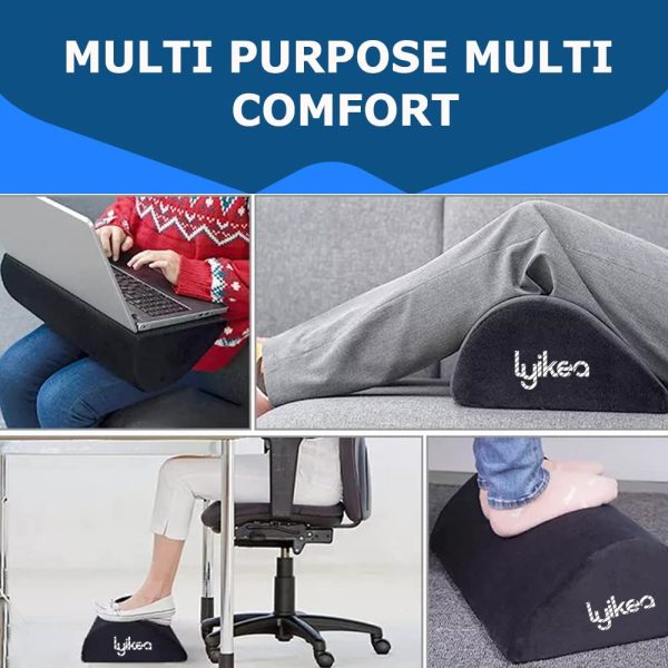 Lyikea Premium Foot Rest Under Desk For Home & Office - Non-Slip Memory Foam Footrest Ergonomic Cushion For Office Chair, Gaming Chair And Study Desk - Foot Stool For Back & Leg Pain Relief In Black - Image 3